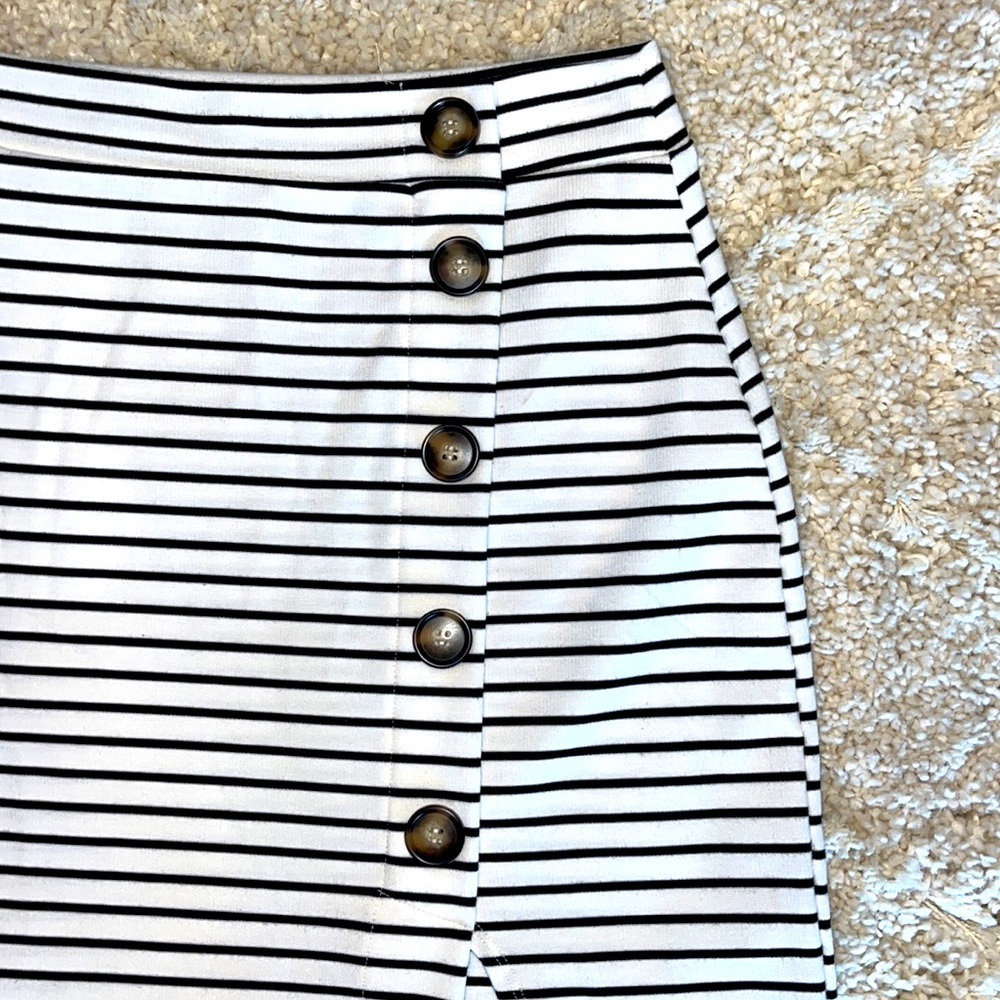 striped pencil skirt with button details